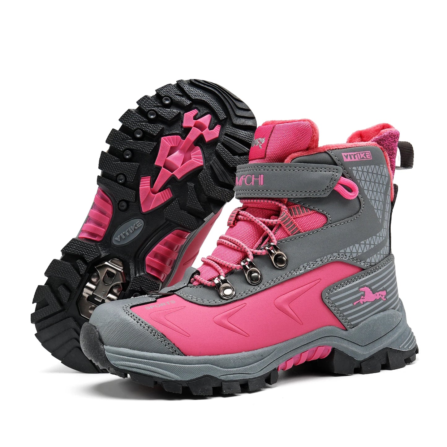 Kids Hiking Boots Boys Girls Outdoor Walking Climbing Sneaker Comfortable Snow Shoes Hiker Boot Antiskid Steel Buckle Sole