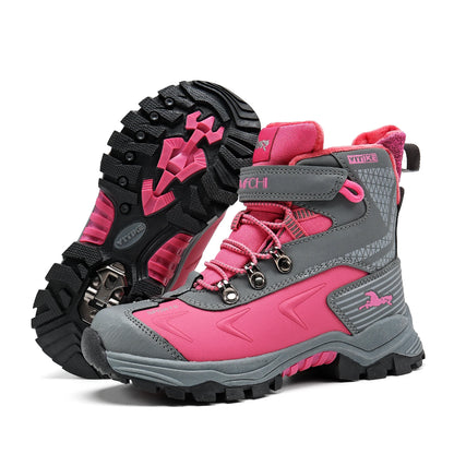 Kids Hiking Boots Boys Girls Outdoor Walking Climbing Sneaker Comfortable Snow Shoes Hiker Boot Antiskid Steel Buckle Sole