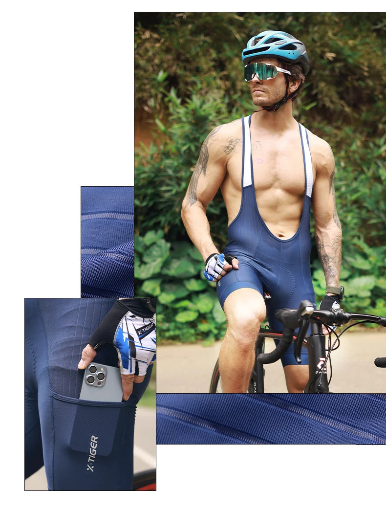 X-TIGER Pro Men's Cycling Bib Shorts Bretelle Professional Cyclist MTB Road Tights Bicycle Clothing For Long Distance Riding