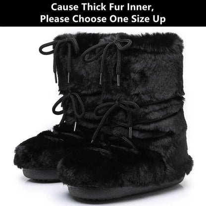 2025 Winter Lace-up Ankle Boots Women Snow Boots Brand Design Classic Platform Waterproof Non-slip Cotton Boots Woman Ski Boots