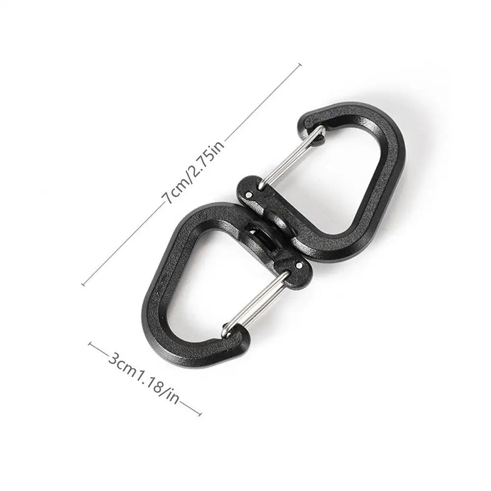Double Clip Carabiner Outdoor Hook Clip Multi-Use Outdoor S Chain Hooks Portable Backpack Locking Hooks With 360 Degree Swivel