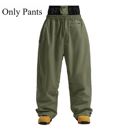 New Baggy Windproof Men Solid Women Skiing Pants Waterproof Loose Hooded Ski Strides Outdoor Sports Adult Breathable Trousers