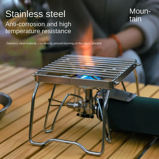 Outdoor Stainless Steel Stove Holder Camping Portable Folding Mini Barbecue Rack Pot Holder Baking Tray Holder
