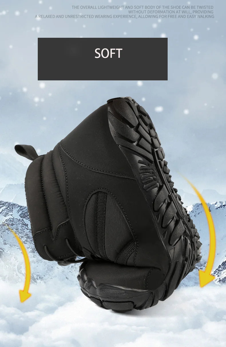 Men Women Waterproof Winter Boots Snow Barefoot Casual Shoes Outdoor Warm Work Shoes Ankle Shoes for Trekking Climbing Hiking