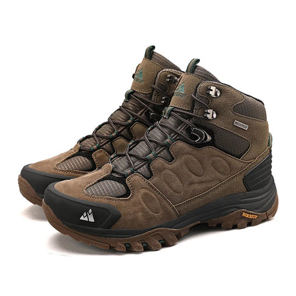 HIKEUP High-Top Men Hiking Boot Winter Outdoor Shoes Lace-Up Non-slip Sports Casual Trekking Boots Man Suede Warm Shoes