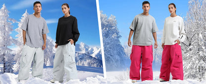 GSOU SNOW Super Baggy Snowboard Pants Men Waterproof Windproof Sports Clothes Insulated Loose Fit Ski Trousers for Cold Weather