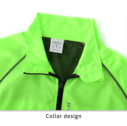 WOSAWE Men's Cycling Windbreaker Ultralight Reflective Windproof Jacket Men MTB Road Bike Wind Coat Long Sleeve Bicycle Clothing