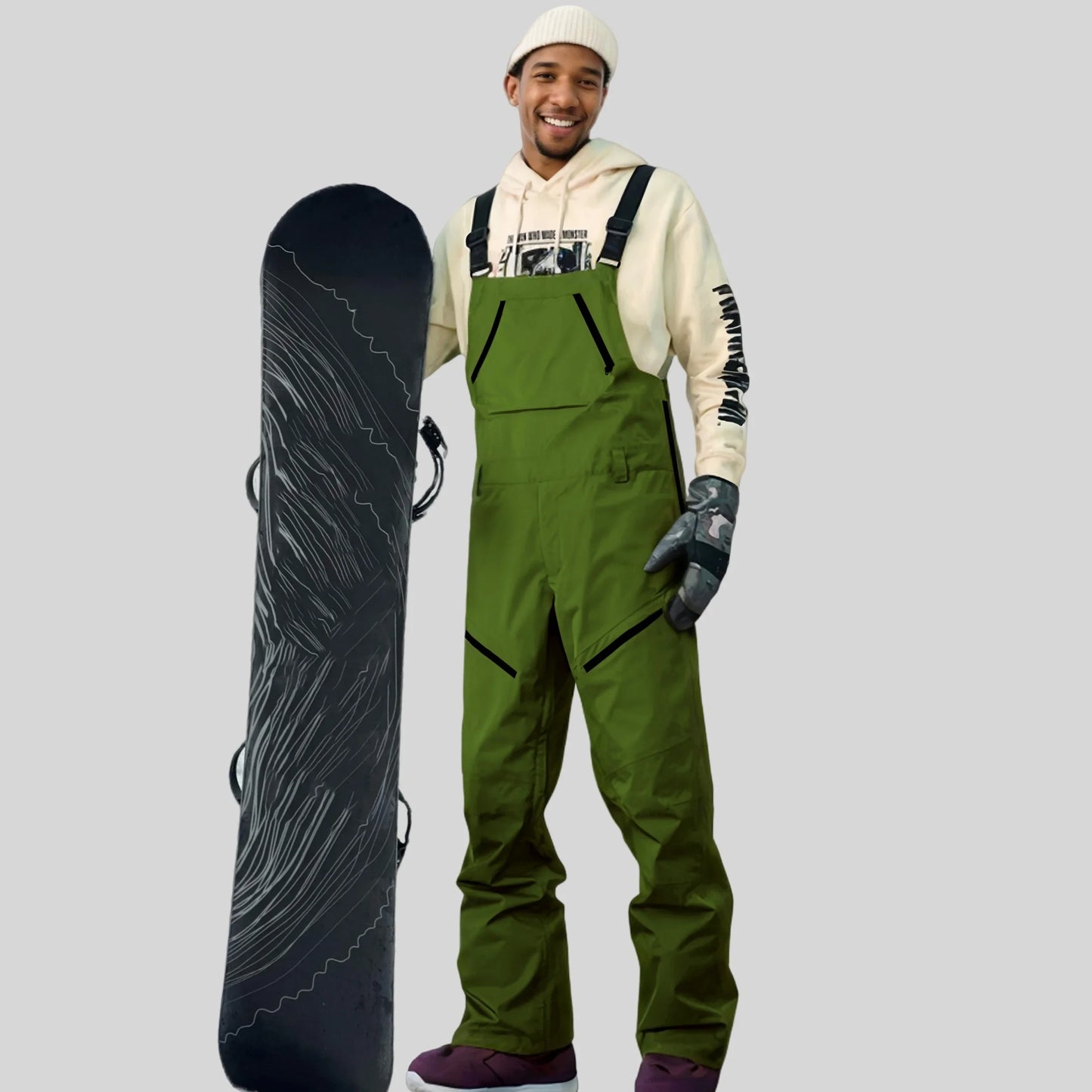 Waterproof Snowboard Sport Pants Winter New Skiing Trousers Men Loose Ski Overalls Outdoor Windproof Snow Strap Pants Clothing