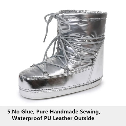 2025 Winter Lace-up Ankle Boots Women Snow Boots Brand Design Classic Platform Waterproof Non-slip Cotton Boots Woman Ski Boots