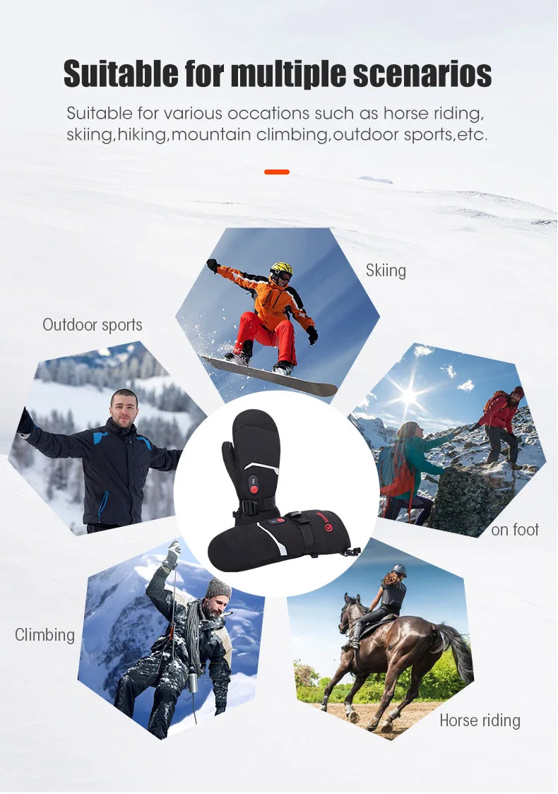 Winter Gloves Crab Finger Style Heating Hand Warm Electric Thermal Gloves Waterproof Snowboard Cycling Motorcycle Bicycle Skiing