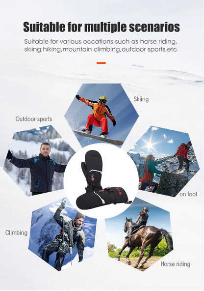 Winter Gloves Crab Finger Style Heating Hand Warm Electric Thermal Gloves Waterproof Snowboard Cycling Motorcycle Bicycle Skiing
