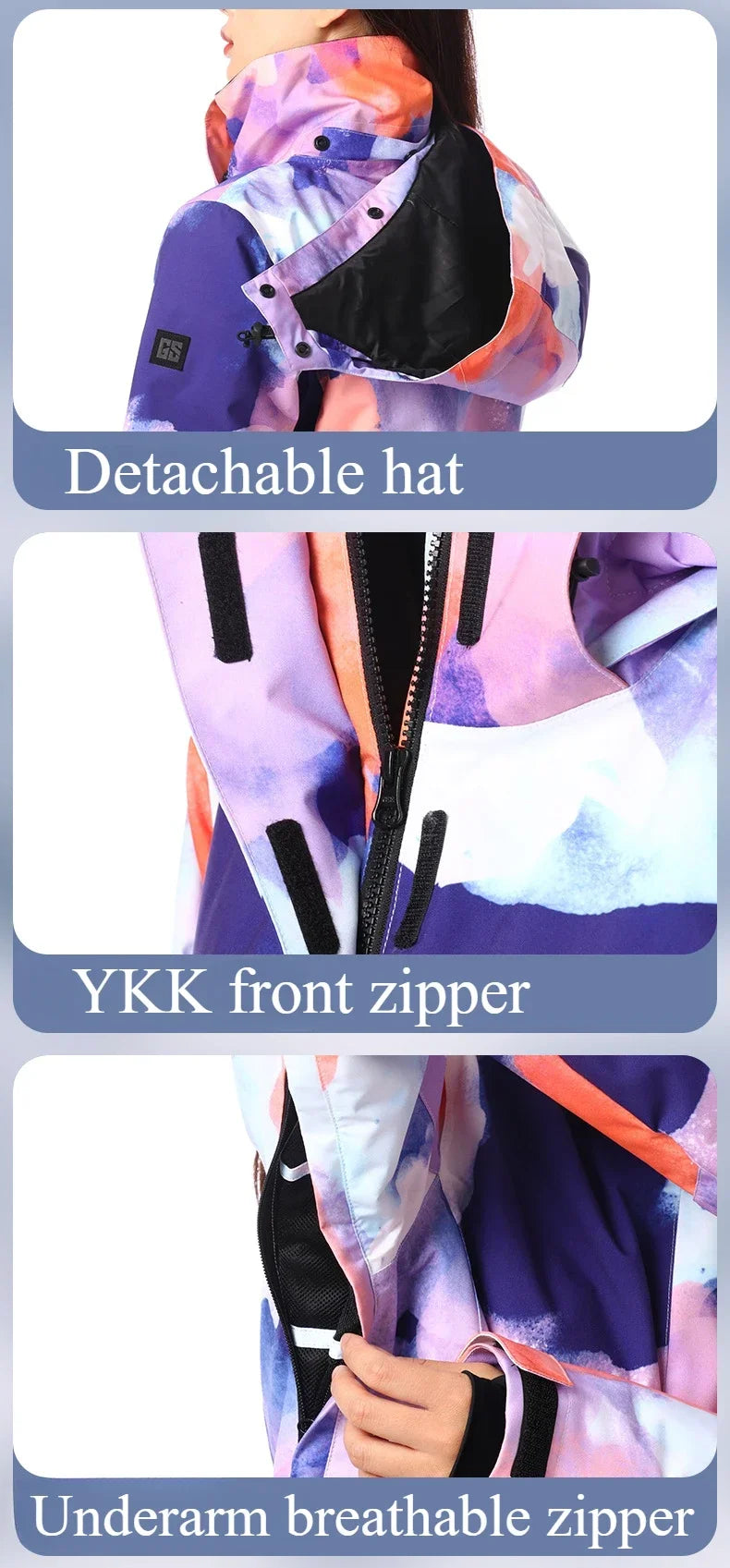 Skiing Hoodie Jacket Outdoor Warm Ski Coats Windproof Waterproof Ski Tops Women Sports Snowboard Jacket Winter New Snow Clothing
