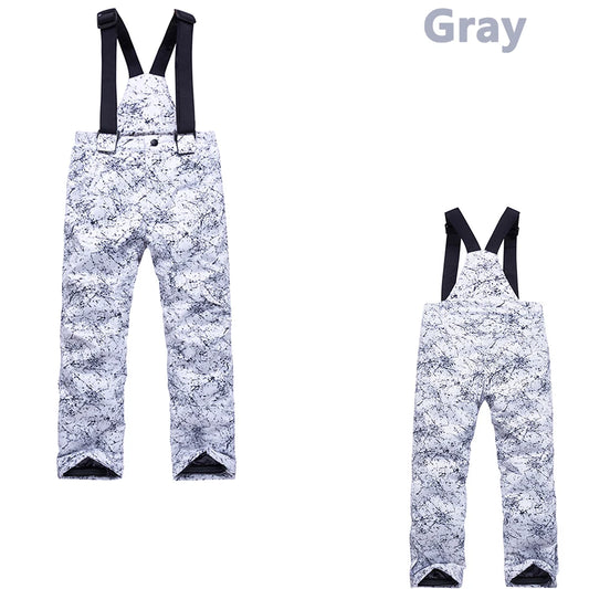 Children'S Ski Pants Autumn Winter Outdoor Sports Solid Warm Thick Ski Pants Comfortable Waterproof Pocket Strap Skiing Pants