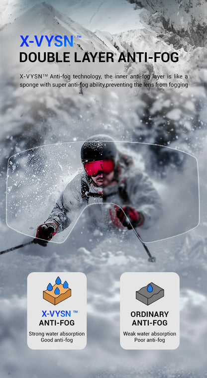 Kapvoe Photochromic Snow Goggles Men Ski Goggles Snowboard Anti-Fog Mask for Women UV400 Protection Glasses Snowmobile Winter
