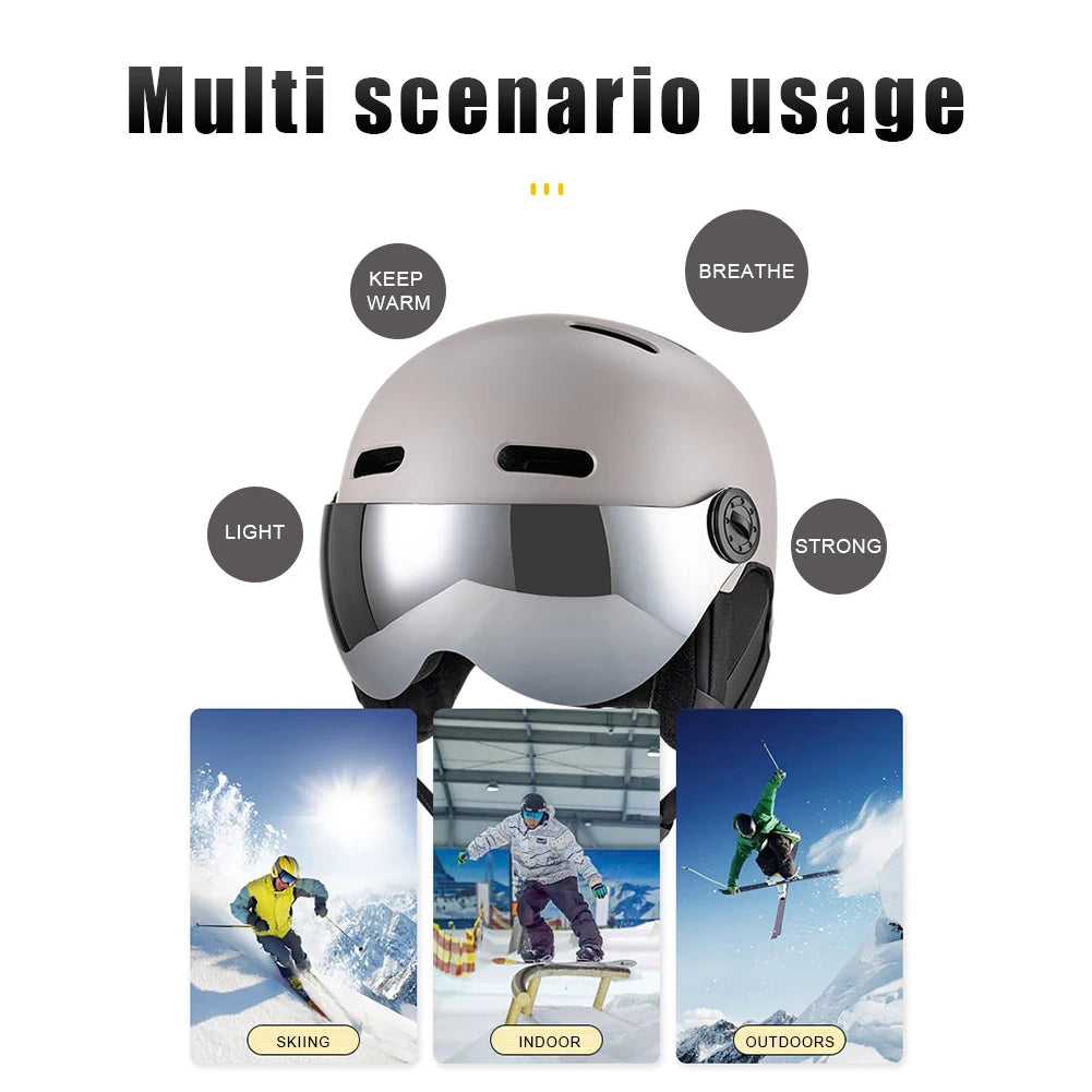 Skiing Helmet Snowboard Helmet With Detachable Glasses Winter Outdoor Sports Ski Helmet Safety Skateboard Skiing Snowboard Snow