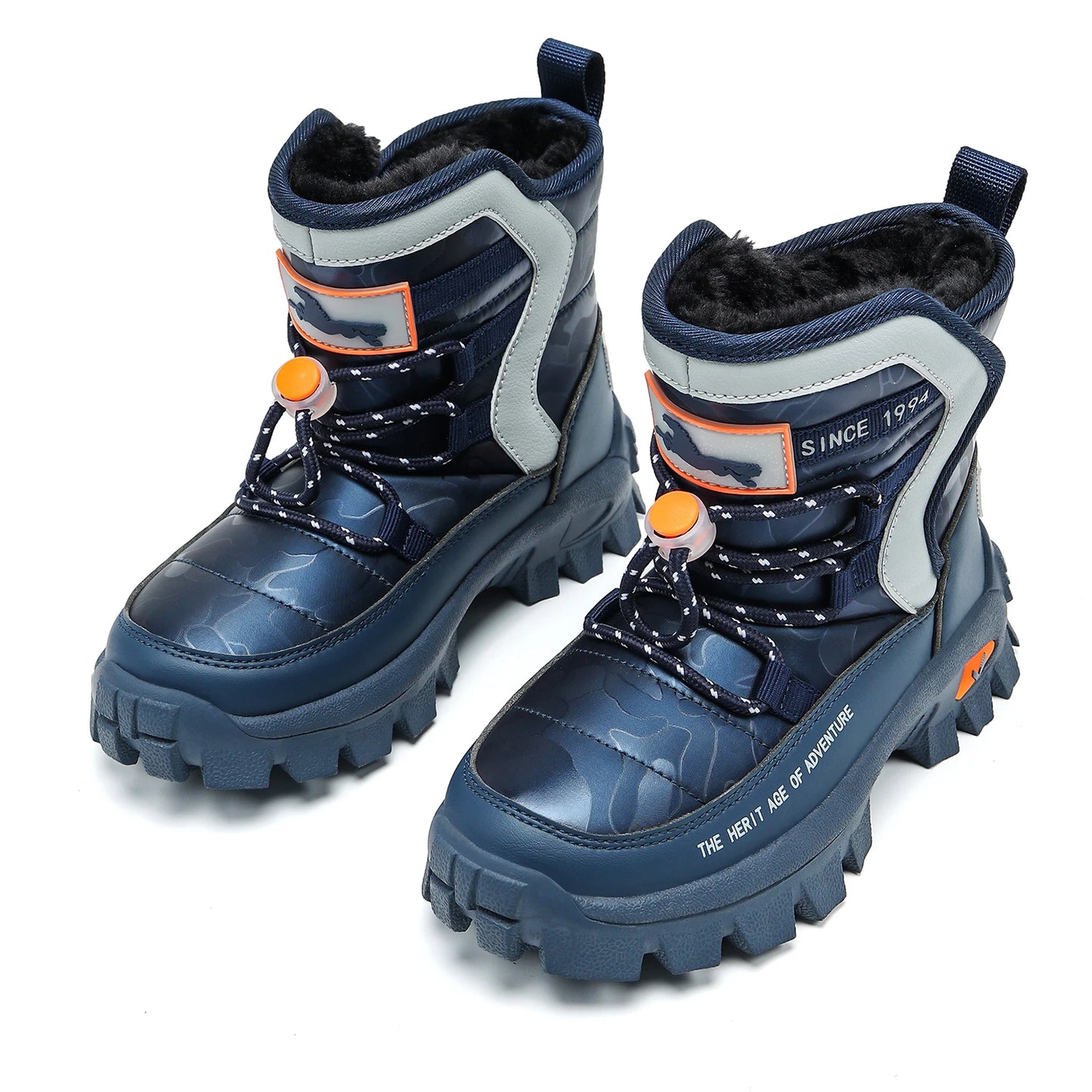 JMFCHI Kids Snow Boots Boys Hiking boots for Kids Waterproof Winter Snow Boots for Girls Warm Fur Lined Slip Resistant Outdoor