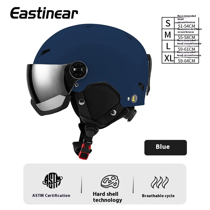 New Adult Protective Ski Helmet, Outdoor Sports Anti Fall Snow Helmet With Snow Goggles Single And Double Board Warm Ski Helmet