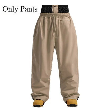 New Baggy Windproof Men Solid Women Skiing Pants Waterproof Loose Hooded Ski Strides Outdoor Sports Adult Breathable Trousers