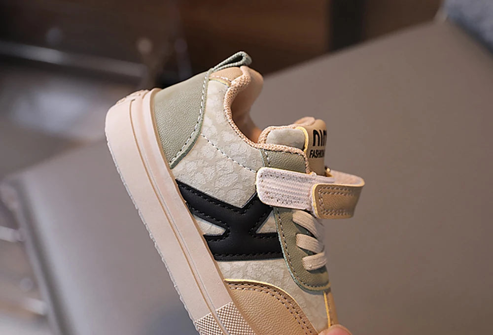 PU Leather Children Shoes Designers Kid's Sneakers Ergonomics Soft-soled Girl's Sneakers Anti-slippery Sport Shoes Toddler Shoes