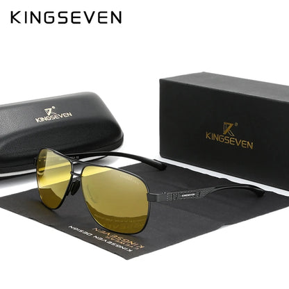 Polarized Aluminum Sunglasses Men - UV400 HD Pilot Eyewear with Night Vision Technology