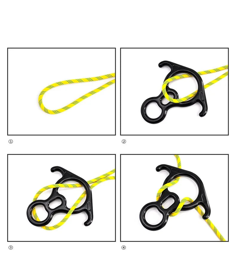 Rock Climbing Descender OX Horn 8 Descend Ring Downhill Eight Ring With Bent-ear Rappelling Gear Belay Device Equipment