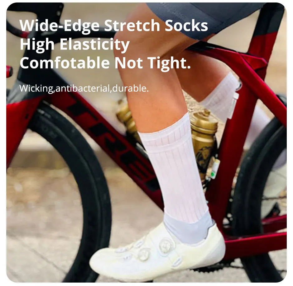 Cycling Knee High Socks Men Anti Slip Silicone Aero Whiteline Bicycle Sport Running Bike Hose