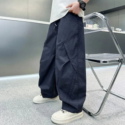 Summer Boys Pants High Street Ice Like Fabric Trousers Grey Thin Sports Pants Casual Children's Clothing New Kids Sweatpants