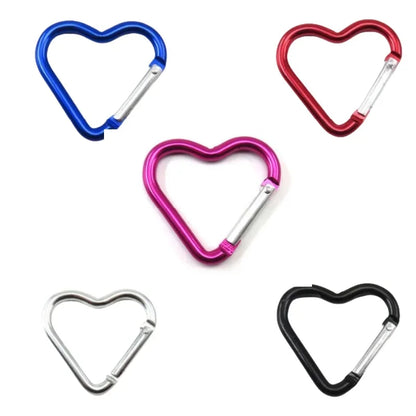 Outdoor Carabiner Heart Shape Keychain Clip Aluminum Alloy Rings Climbing Clips Spring Snap Hook Carabiner Durable