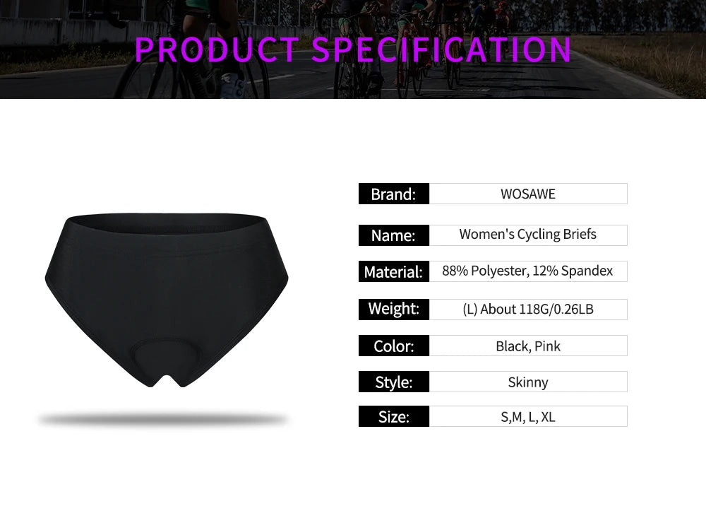 WOSAWE Women Cycling Underwear 3D Padded Shockproof Mountain MTB Bicycle Shorts Riding Bike Sport Underwear Tights Shorts