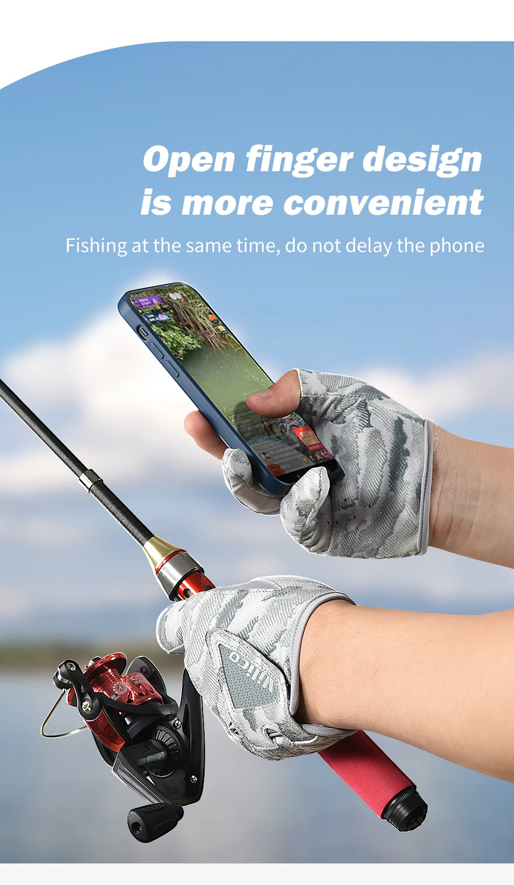 Fishing Gloves for Men Summer Fishing Road Sub Sunscreen and Anti Slip Ice Silk Breathable Thin Three Finger Cut Gloves