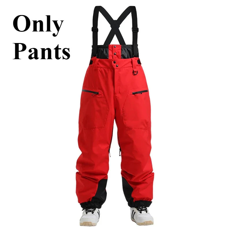 New Men Skiing Pants Winter Thickening Warm Ski Overalls Windproof Snowboard Trousers Outdoor Loose Snow Clothes Waterproof Pant