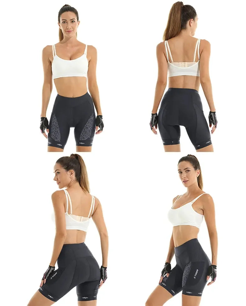 X-TIGER Women's Cycling Shorts Competitive Foam Padded MTB Bike Shorts with Side Pockets Summer Reflective Bib Tights
