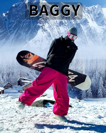 GSOU SNOW Super Baggy Snowboard Pants Men Waterproof Windproof Sports Clothes Insulated Loose Fit Ski Trousers for Cold Weather