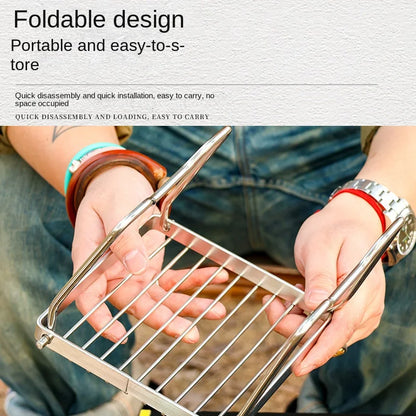 Outdoor Stainless Steel Stove Holder Camping Portable Folding Mini Barbecue Rack Pot Holder Baking Tray Holder