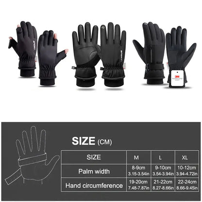 GOBYGO 1Pair Winter Ski Gloves Thickened Cold Non-slip Waterproof Touch Screen Gloves Extended Wrist Riding Ski Gloves Men Women