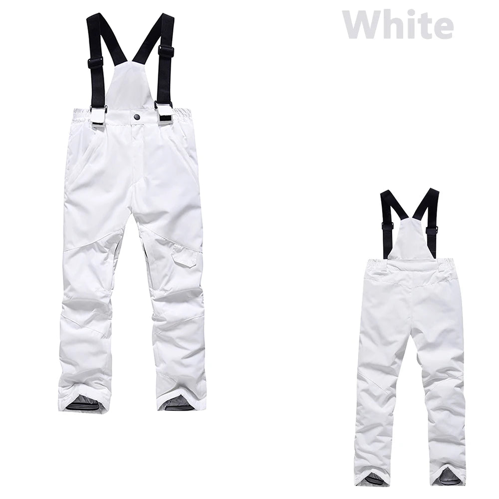 Children'S Ski Pants Autumn Winter Outdoor Sports Solid Warm Thick Ski Pants Comfortable Waterproof Pocket Strap Skiing Pants