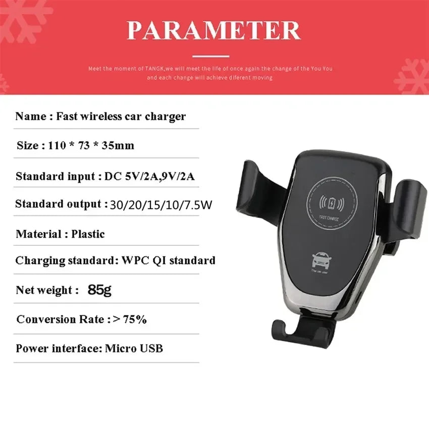 30W Wireless Chargers Fast Car For iPhone 15 14 13 12 11 Pro XS Max XR Samsung Xiaomi Wireless Charging Phone Car Holder Charger