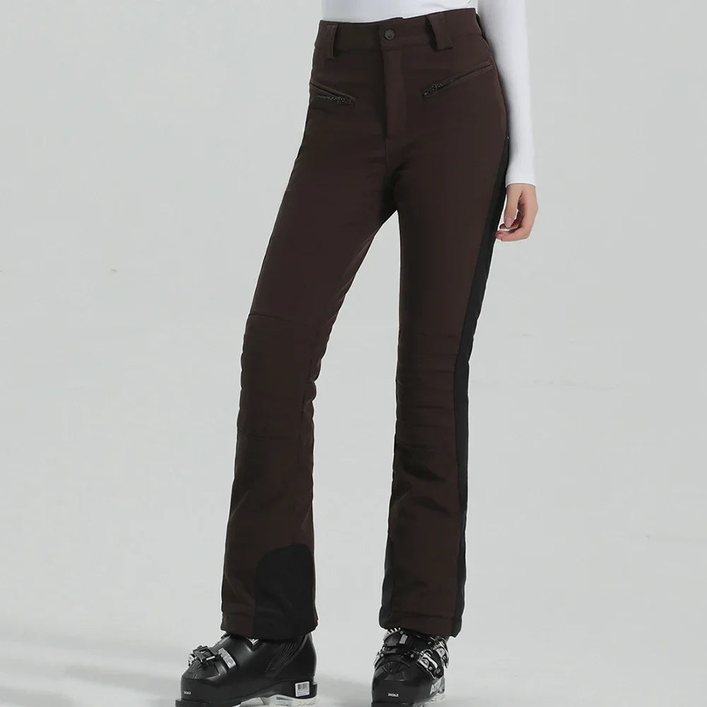 Ladies High Elasticity Skiing Pants Women Slim Winter Trousers 2025 Alpine Sport Ski Pants Outdoor Warm Waterproof Snow Clothes