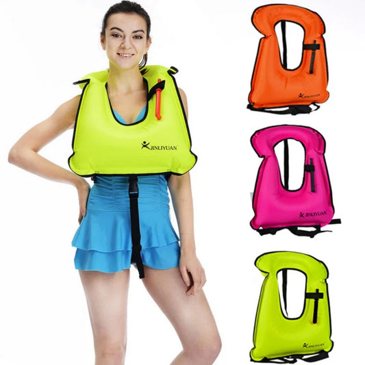 Portable Snorkeling Vest Life Jacket Inflatable Swim Vest Swimming Jackets for Men Women Gear For Outdoor Water Sports Safety