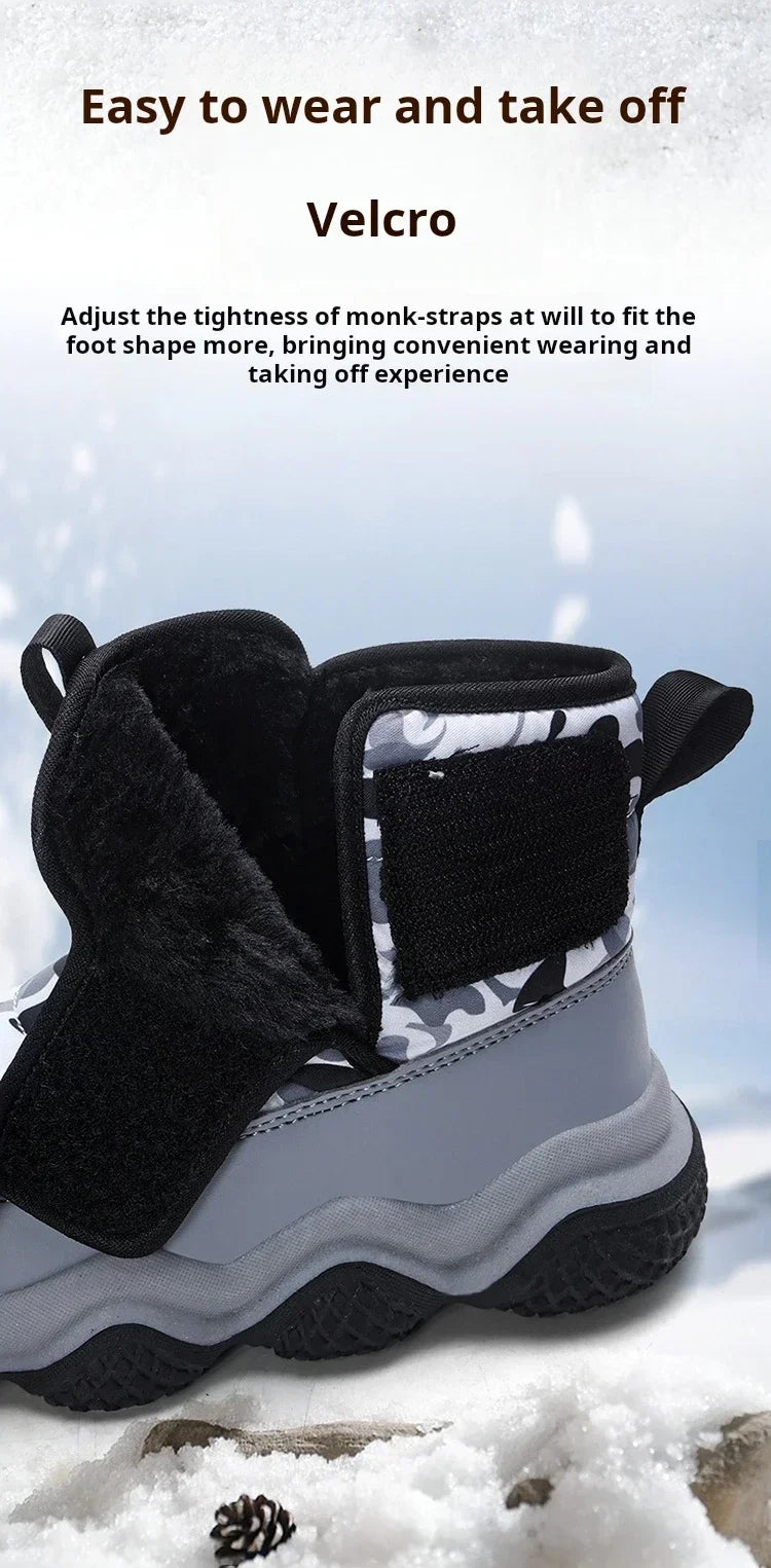 Winter Children Snow Warm Boots Fur Shoes Boys Sneaker Rubber Hiking Shoe Fashion Children Shoes Waterproof Leather Boots Kids