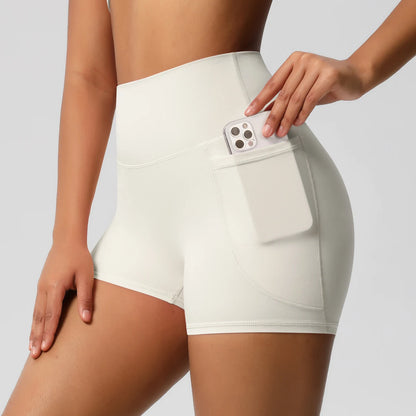Women Sports Short With PocketedYoga Legging Shorts Squat Proof High Waist Fitness Tight Shorts Quick Drying Cycling Workout Gym