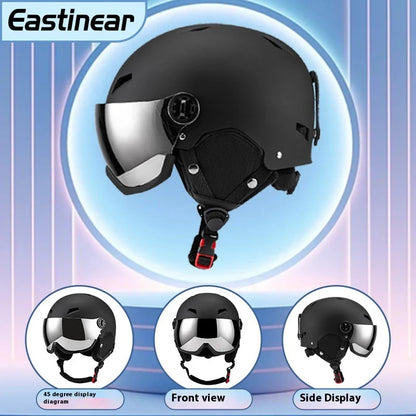 New Adult Protective Ski Helmet, Outdoor Sports Anti Fall Snow Helmet With Snow Goggles Single And Double Board Warm Ski Helmet
