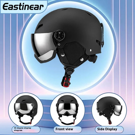 New Adult Protective Ski Helmet, Outdoor Sports Anti Fall Snow Helmet With Snow Goggles Single And Double Board Warm Ski Helmet