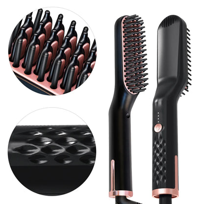 Men's Electric Beard Straightener Negative Ion Hair Straightening Brush Hair Straightener Wet & Dry Quick Styler