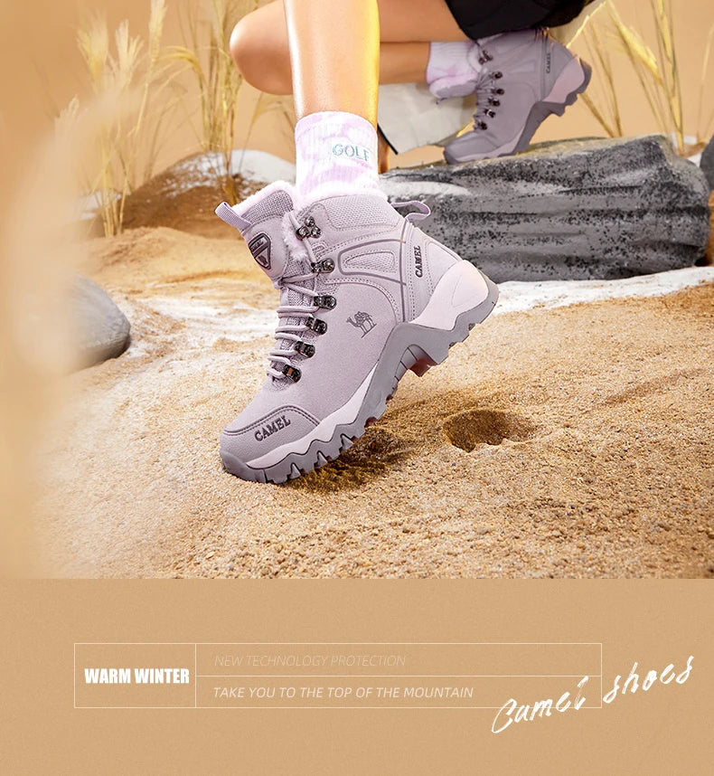 GOLDEN CAMEL Waterproof Hiking Shoes Military Hiking Boots High Top Trekking Shoes for Women 2024 Autumn Non-slip Wear-resistant