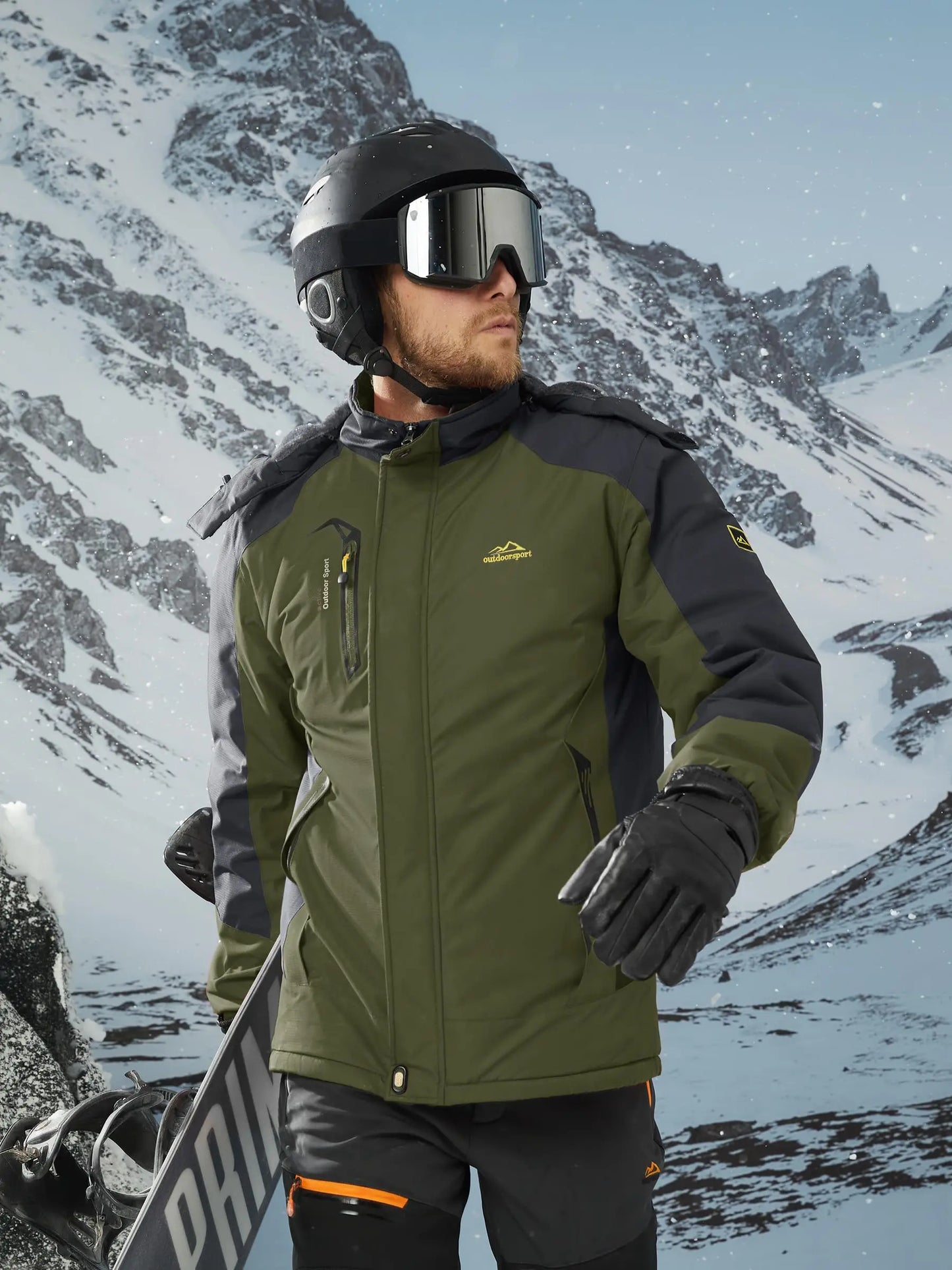 TACVASEN Winter Thicken Ski Snowboard Jacket Mens Fleece Waterproof Hiking Jackets Outdoor Mountain Trekking Windbreaker Parka