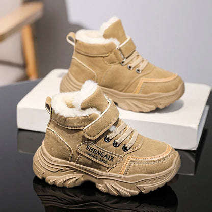 Children's Snow Boots Winter Thikcen Warm Plush Boys Sport Shoes Girls Non-slip Sneakers Student Shoes Kids Outdoor Hiking Boots