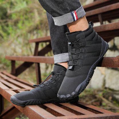 Men Winter Outdoor Velvet Warm Snow Boots Hiking Shoes Waterproof Ski Shoes High-Top Large Size Cotton Boots Thick Cotton Shoes