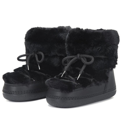 Fluffy Fur Boots 2025 Winter Fashion Sexy Faux Fox Fur Snow Boots Ladies Furry Warm Cotton Boots Female Outdoor Ski Boots