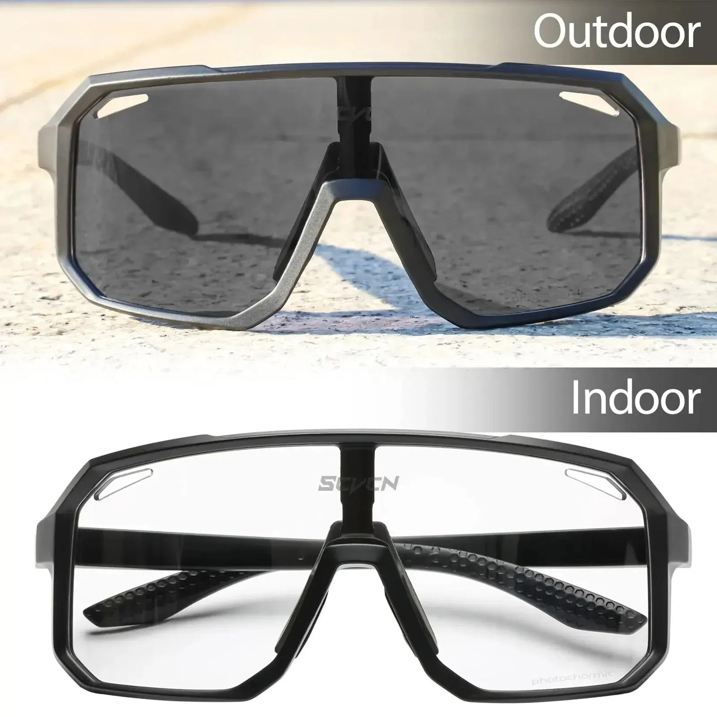 UV400 Photochromic Cycling Glasses - Color-Changing Sunglasses for Men Women Mountain Biking